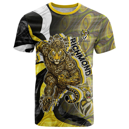 Personalised Richmond Tigers T Shirt Trippy Psychedelic Abstract Art Mascot Football Fans