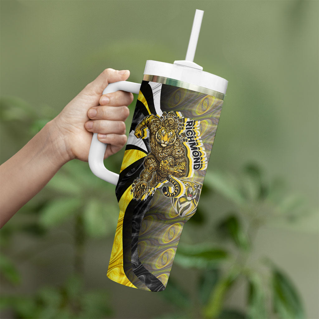 Personalised Richmond Tigers Tumbler With Handle Trippy Psychedelic Abstract Art Mascot Football Fans