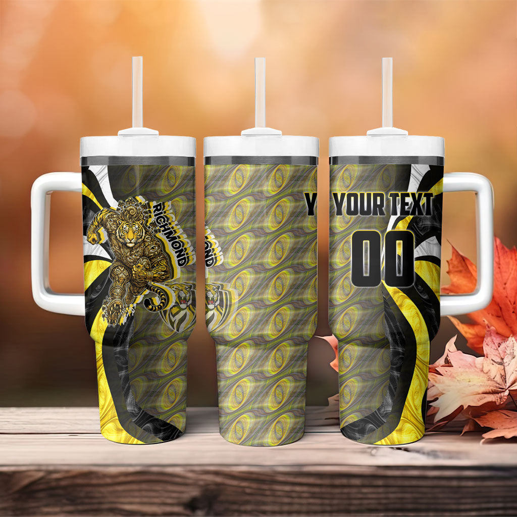 Personalised Richmond Tigers Tumbler With Handle Trippy Psychedelic Abstract Art Mascot Football Fans