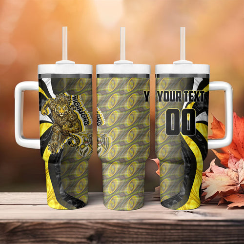 Personalised Richmond Tigers Tumbler With Handle Trippy Psychedelic Abstract Art Mascot Football Fans