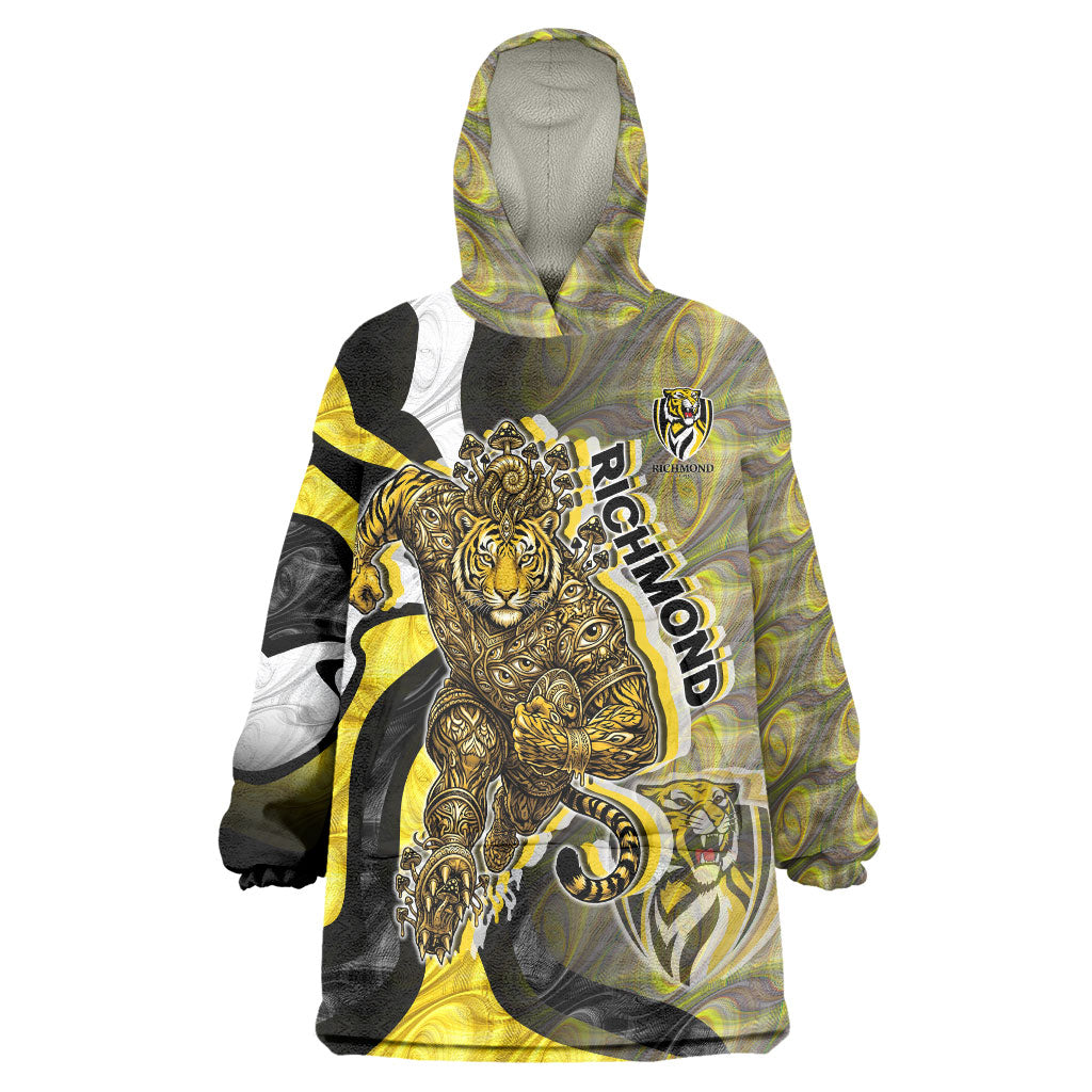 Personalised Richmond Tigers Wearable Blanket Hoodie Trippy Psychedelic Abstract Art Mascot Football Fans