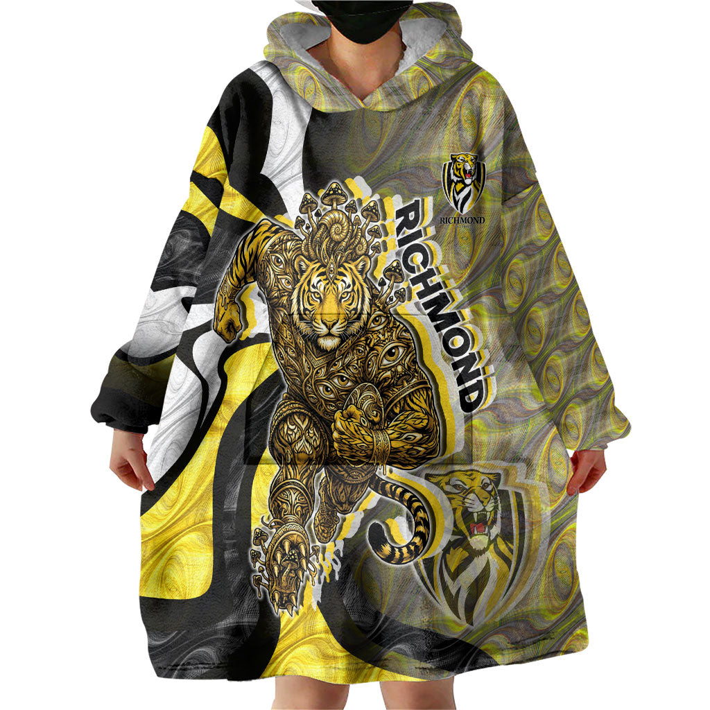 Personalised Richmond Tigers Wearable Blanket Hoodie Trippy Psychedelic Abstract Art Mascot Football Fans