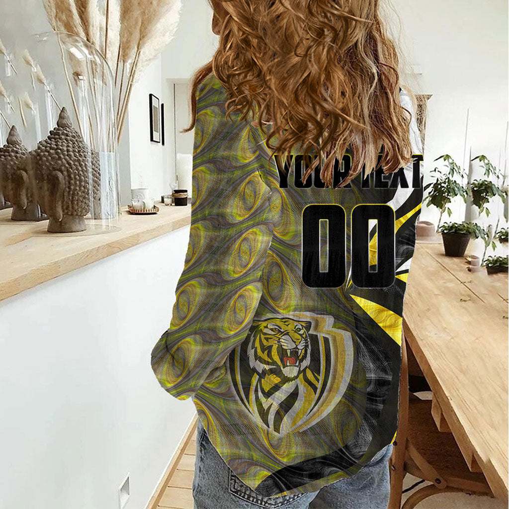 Personalised Richmond Tigers Women Casual Shirt Trippy Psychedelic Abstract Art Mascot Football Fans