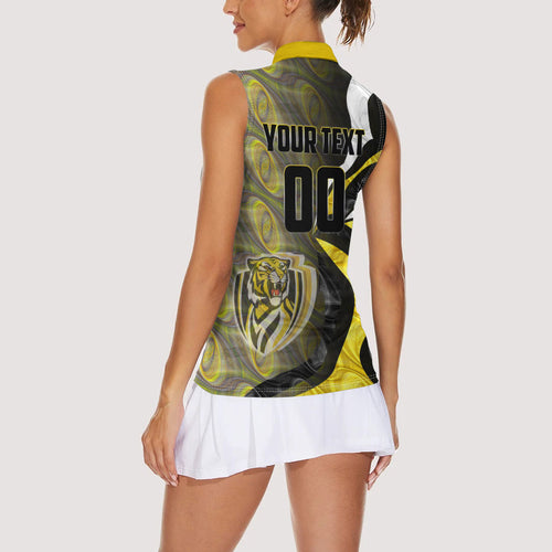 Personalised Richmond Tigers Women Sleeveless Polo Shirt Trippy Psychedelic Abstract Art Mascot Football Fans