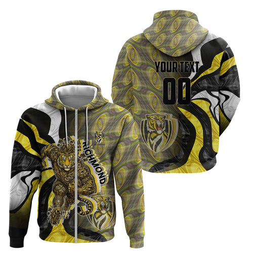 Personalised Richmond Tigers Zip Hoodie Trippy Psychedelic Abstract Art Mascot Football Fans
