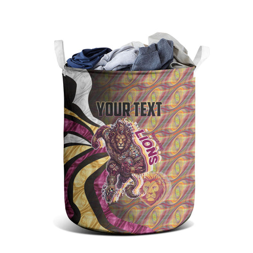 Personalised Brisbane Lions Laundry Basket Trippy Psychedelic Abstract Art Mascot Football Fans