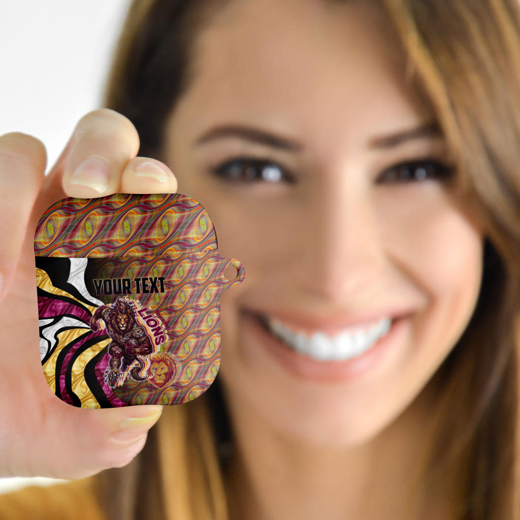 Personalised Brisbane Lions AirPods Case Trippy Psychedelic Abstract Art Mascot Football Fans