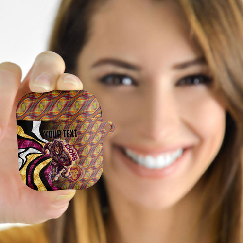 Personalised Brisbane Lions AirPods Case Trippy Psychedelic Abstract Art Mascot Football Fans