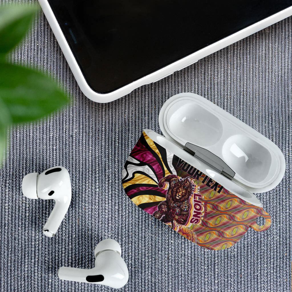 Personalised Brisbane Lions AirPods Case Trippy Psychedelic Abstract Art Mascot Football Fans