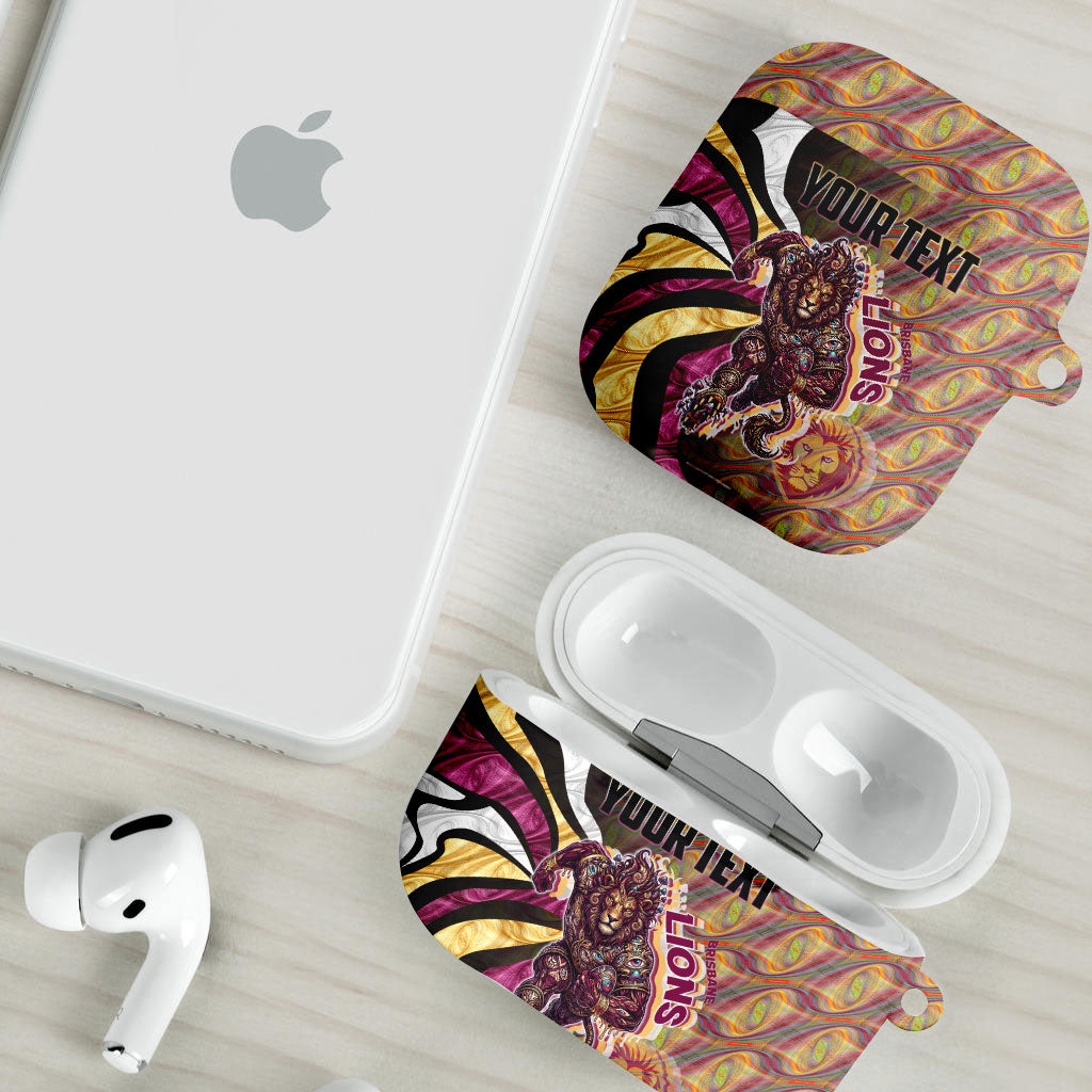 Personalised Brisbane Lions AirPods Case Trippy Psychedelic Abstract Art Mascot Football Fans