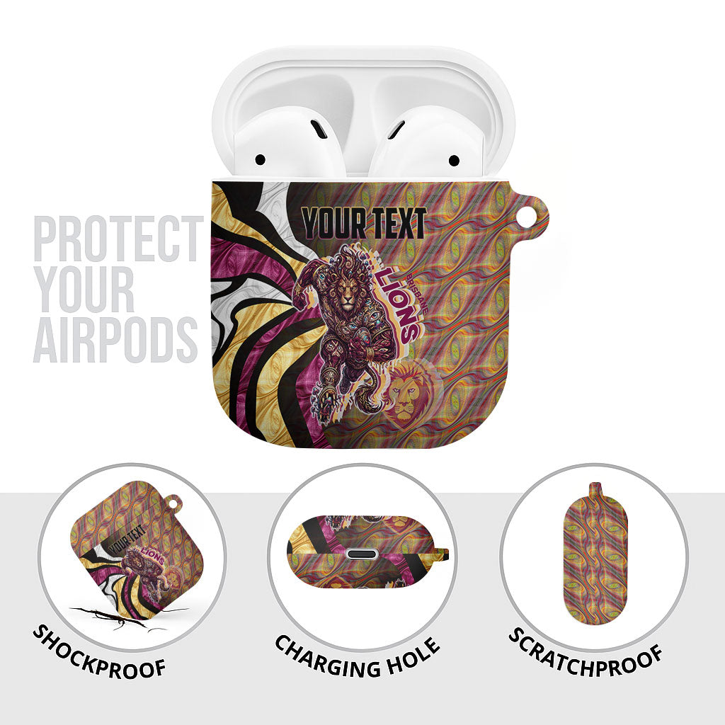 Personalised Brisbane Lions AirPods Case Trippy Psychedelic Abstract Art Mascot Football Fans
