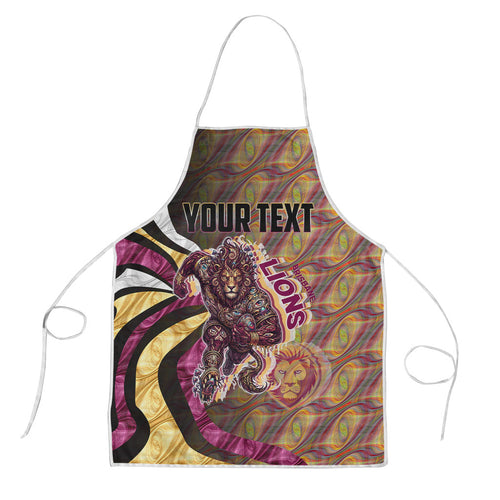 Personalised Brisbane Lions Apron Trippy Psychedelic Abstract Art Mascot Football Fans