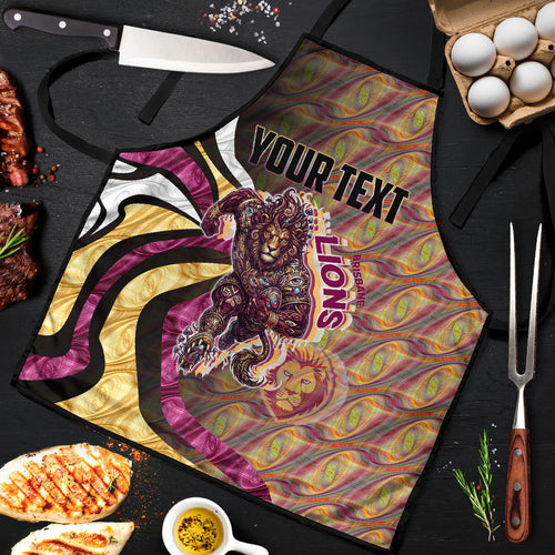 Personalised Brisbane Lions Apron Trippy Psychedelic Abstract Art Mascot Football Fans