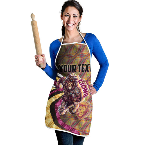 Personalised Brisbane Lions Apron Trippy Psychedelic Abstract Art Mascot Football Fans