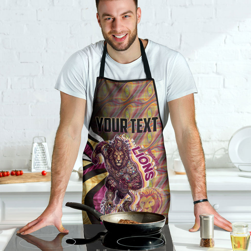 Personalised Brisbane Lions Apron Trippy Psychedelic Abstract Art Mascot Football Fans