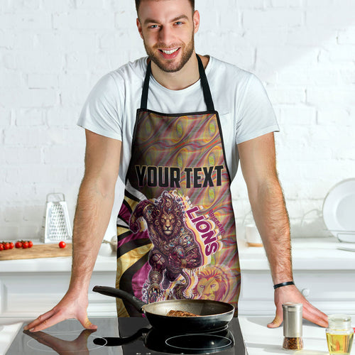 Personalised Brisbane Lions Apron Trippy Psychedelic Abstract Art Mascot Football Fans