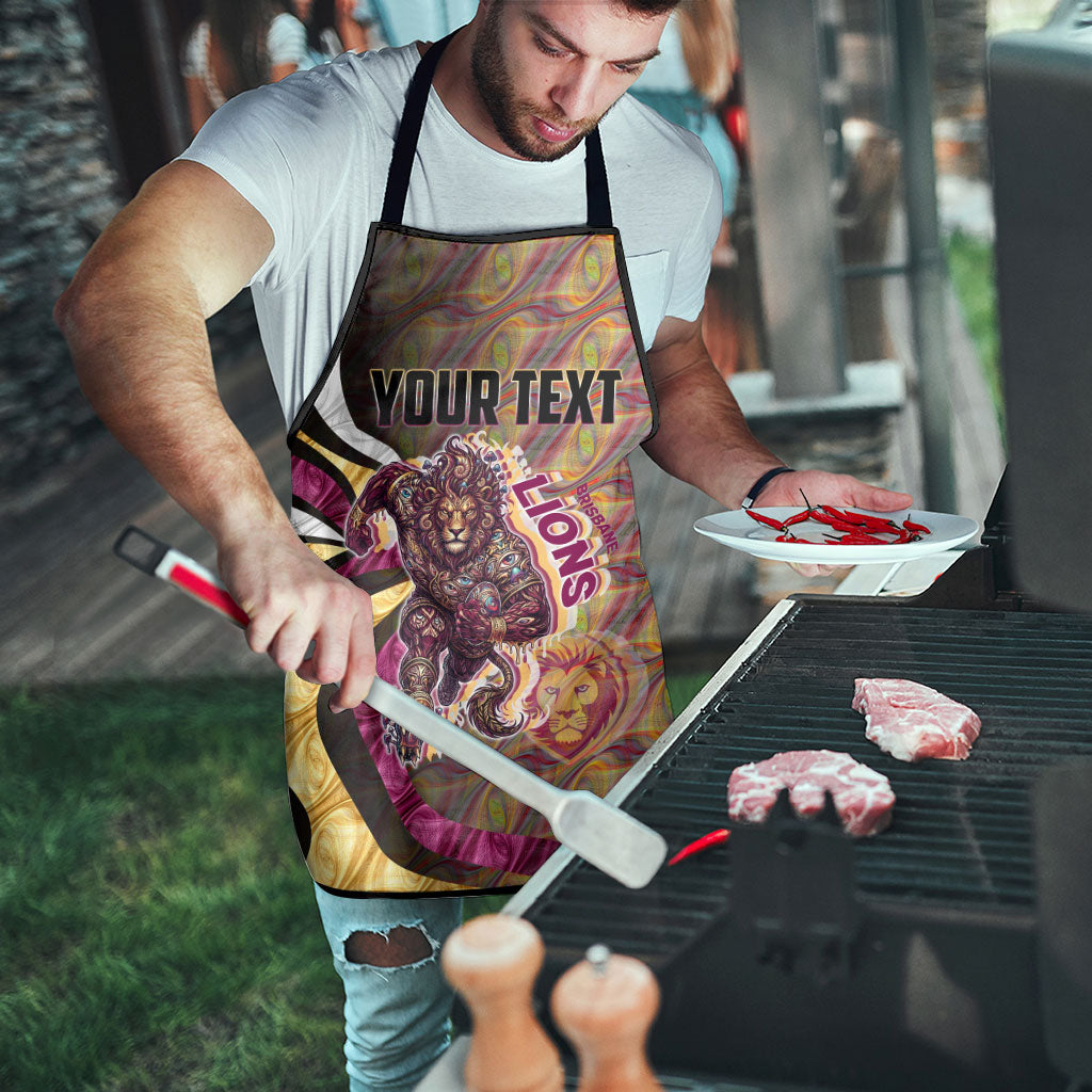 Personalised Brisbane Lions Apron Trippy Psychedelic Abstract Art Mascot Football Fans