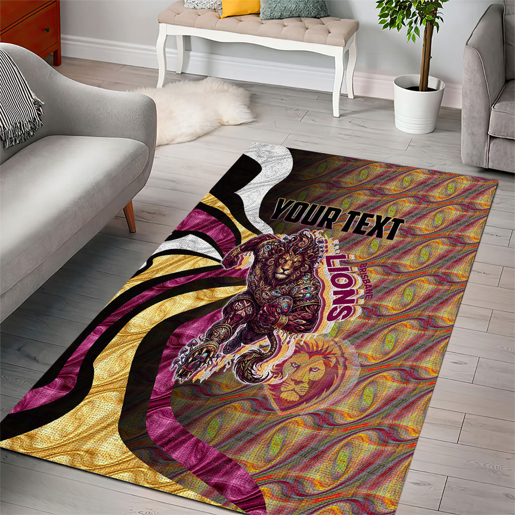 Personalised Brisbane Lions Area Rug Trippy Psychedelic Abstract Art Mascot Football Fans