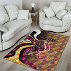 Personalised Brisbane Lions Area Rug Trippy Psychedelic Abstract Art Mascot Football Fans