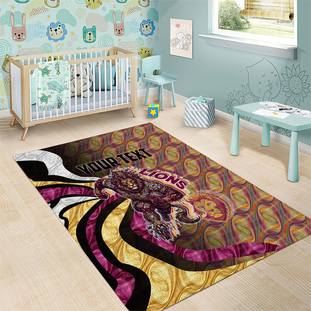 Personalised Brisbane Lions Area Rug Trippy Psychedelic Abstract Art Mascot Football Fans