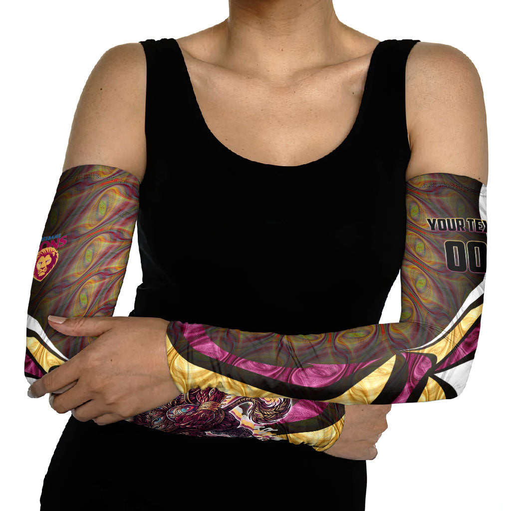 Personalised Brisbane Lions Arm Sleeves Trippy Psychedelic Abstract Art Mascot Football Fans