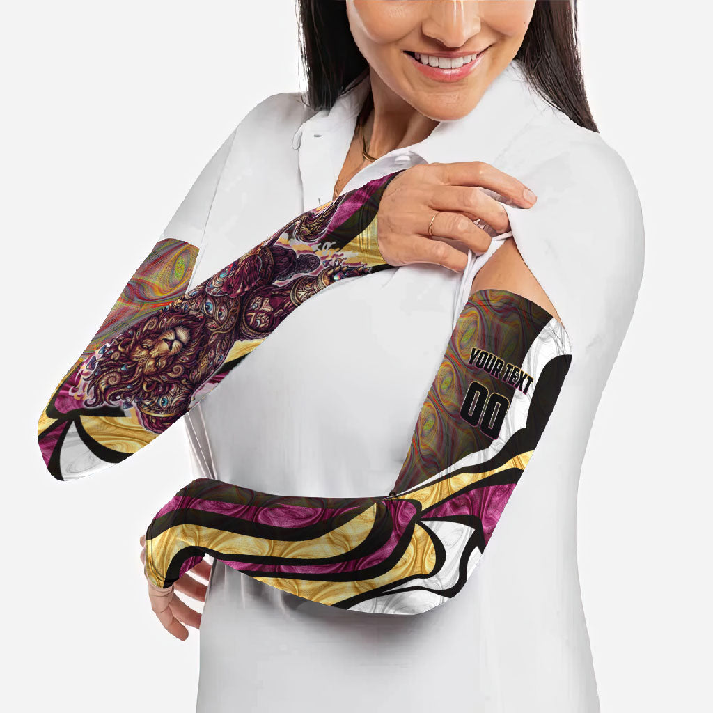 Personalised Brisbane Lions Arm Sleeves Trippy Psychedelic Abstract Art Mascot Football Fans