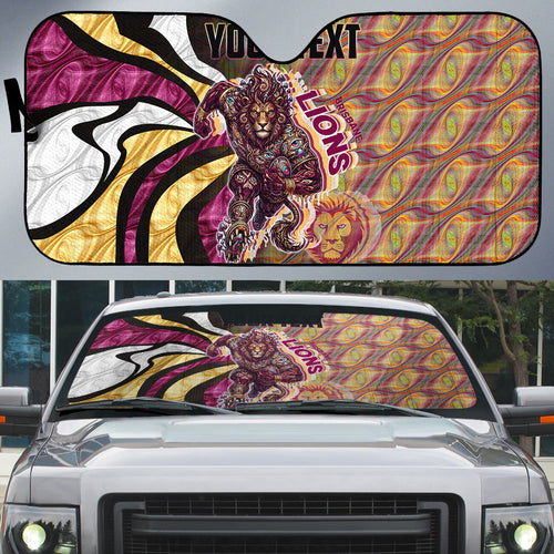 Personalised Brisbane Lions Auto Sun Shade Trippy Psychedelic Abstract Art Mascot Football Fans