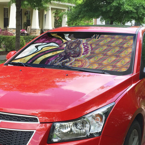 Personalised Brisbane Lions Auto Sun Shade Trippy Psychedelic Abstract Art Mascot Football Fans