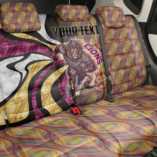 Personalised Brisbane Lions Back Car Seat Cover Trippy Psychedelic Abstract Art Mascot Football Fans