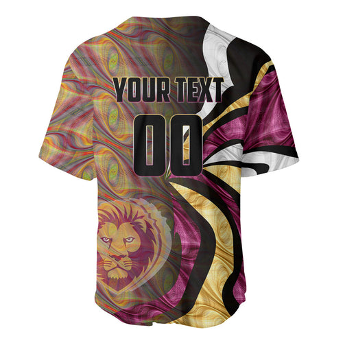 Personalised Brisbane Lions Baseball Jersey Trippy Psychedelic Abstract Art Mascot Football Fans