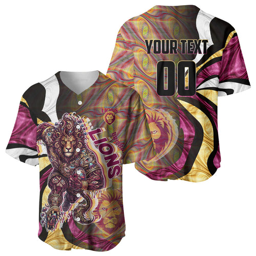 Personalised Brisbane Lions Baseball Jersey Trippy Psychedelic Abstract Art Mascot Football Fans