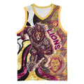 Personalised Brisbane Lions Basketball Jersey Trippy Psychedelic Abstract Art Mascot Football Fans