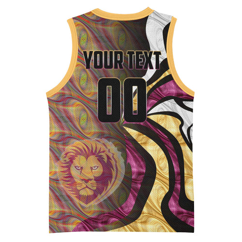 Personalised Brisbane Lions Basketball Jersey Trippy Psychedelic Abstract Art Mascot Football Fans