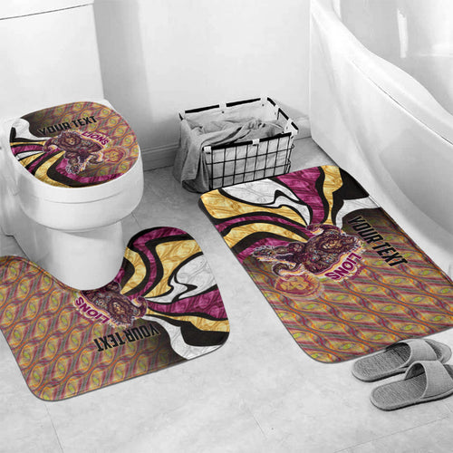Personalised Brisbane Lions Bathroom Set Trippy Psychedelic Abstract Art Mascot Football Fans