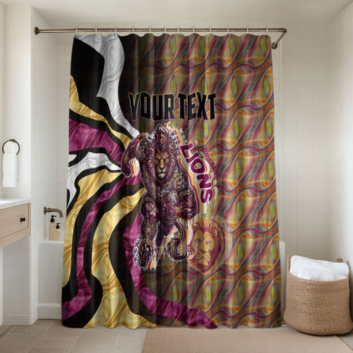 Personalised Brisbane Lions Bathroom Set Trippy Psychedelic Abstract Art Mascot Football Fans