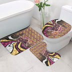 Personalised Brisbane Lions Bathroom Set Trippy Psychedelic Abstract Art Mascot Football Fans