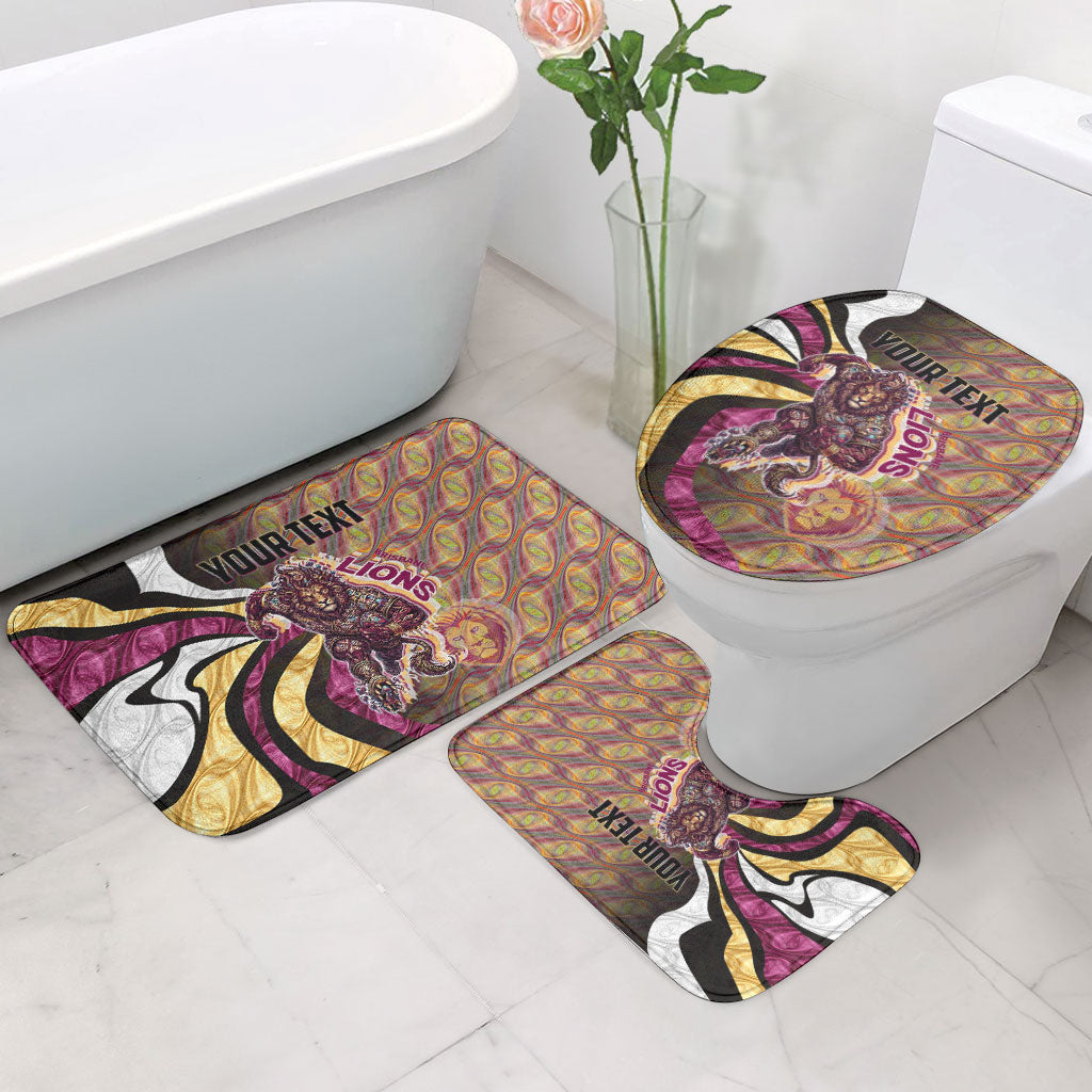 Personalised Brisbane Lions Bathroom Set Trippy Psychedelic Abstract Art Mascot Football Fans