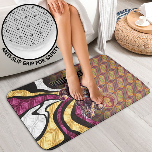 Personalised Brisbane Lions Bathroom Set Trippy Psychedelic Abstract Art Mascot Football Fans