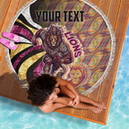 Personalised Brisbane Lions Beach Blanket Trippy Psychedelic Abstract Art Mascot Football Fans
