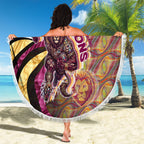 Personalised Brisbane Lions Beach Blanket Trippy Psychedelic Abstract Art Mascot Football Fans
