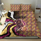 Personalised Brisbane Lions Bedding Set Trippy Psychedelic Abstract Art Mascot Football Fans