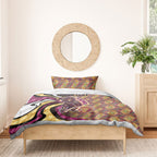 Personalised Brisbane Lions Bedding Set Trippy Psychedelic Abstract Art Mascot Football Fans