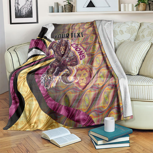 Personalised Brisbane Lions Blanket Trippy Psychedelic Abstract Art Mascot Football Fans