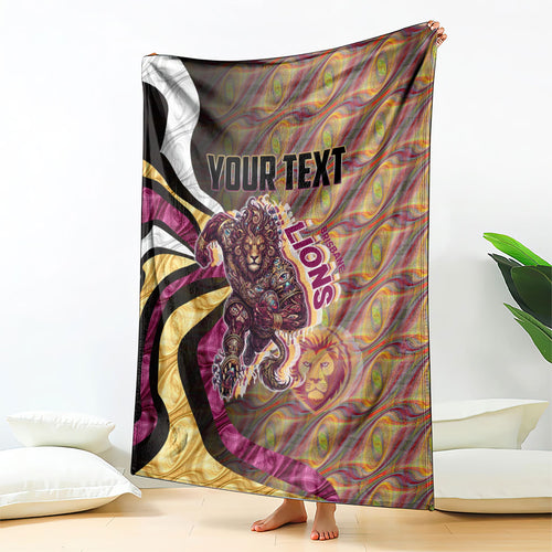 Personalised Brisbane Lions Blanket Trippy Psychedelic Abstract Art Mascot Football Fans