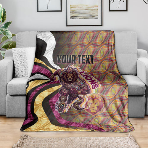 Personalised Brisbane Lions Blanket Trippy Psychedelic Abstract Art Mascot Football Fans