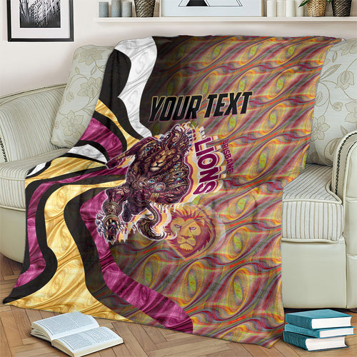 Personalised Brisbane Lions Blanket Trippy Psychedelic Abstract Art Mascot Football Fans