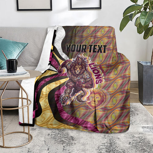 Personalised Brisbane Lions Blanket Trippy Psychedelic Abstract Art Mascot Football Fans