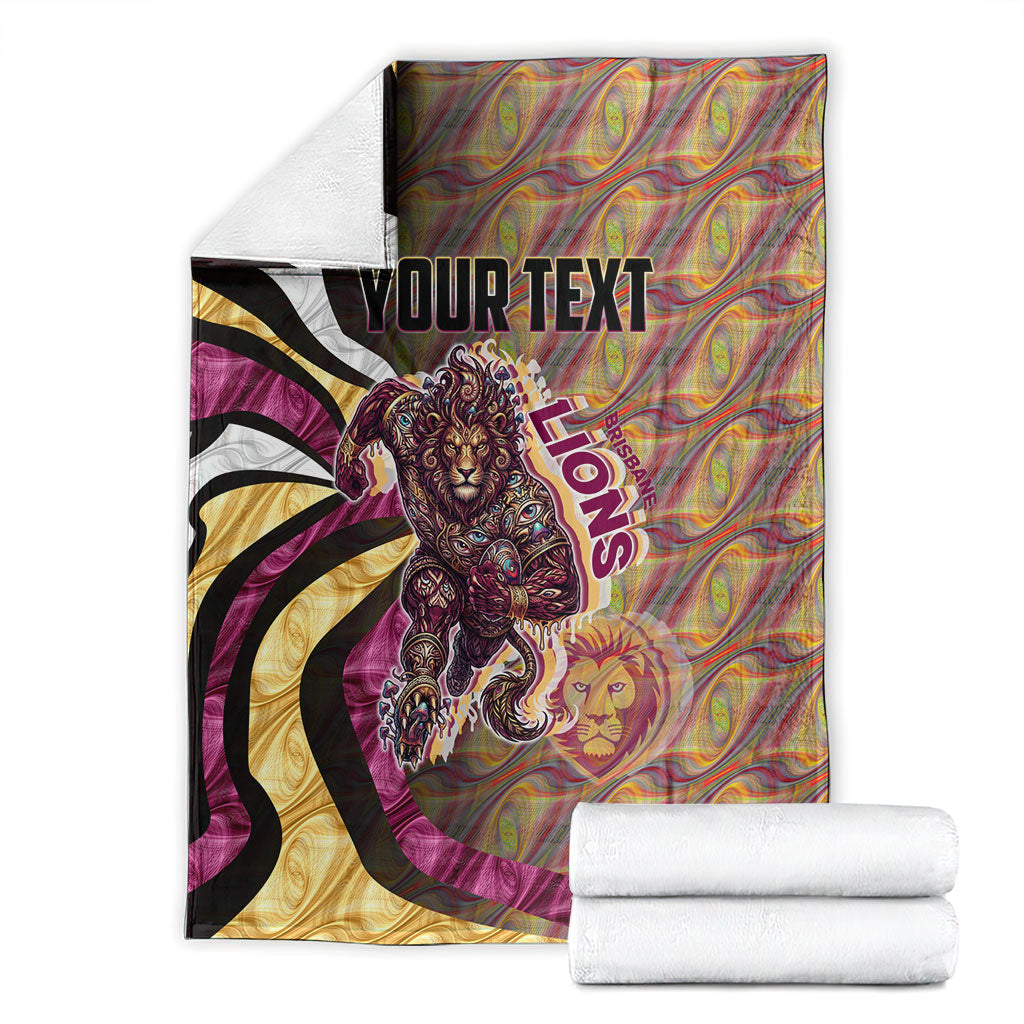 Personalised Brisbane Lions Blanket Trippy Psychedelic Abstract Art Mascot Football Fans