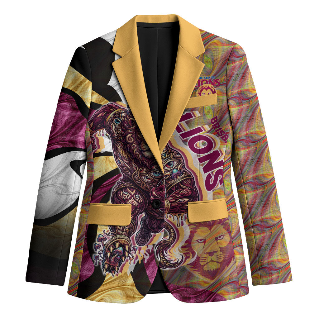Personalised Brisbane Lions Blazer Trippy Psychedelic Abstract Art Mascot Football Fans