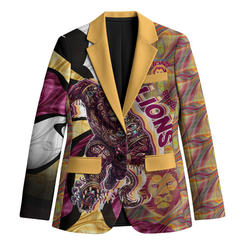 Personalised Brisbane Lions Blazer Trippy Psychedelic Abstract Art Mascot Football Fans